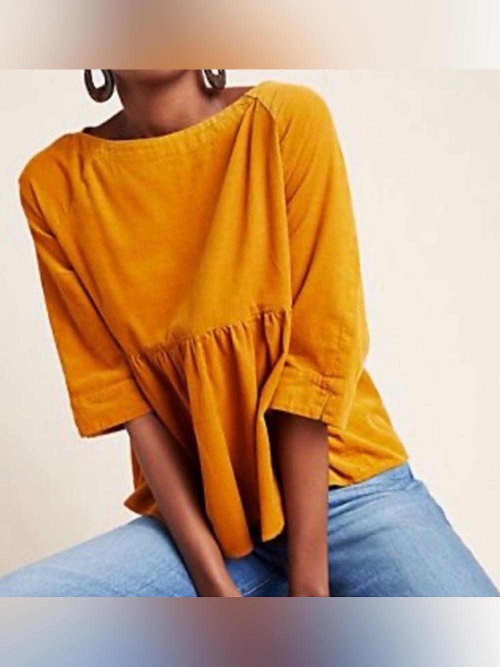 Anthropologie Maeve Maria Corduroy Babydoll Blouse S